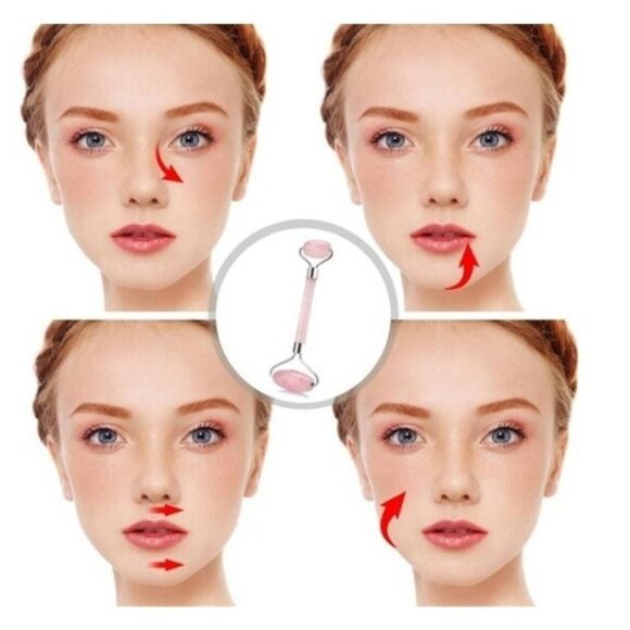 Rose Quartz Facial Roller Beauty Massage Tool Blood Circulation Reduce Puffiness - Picture 7 of 7